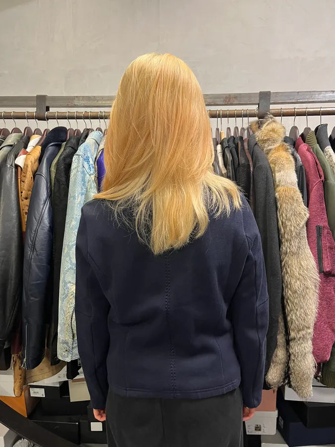 2000s Marithé + François Girbaud Navy Asymmetrical Buttoned Jacket JedRGvj 4