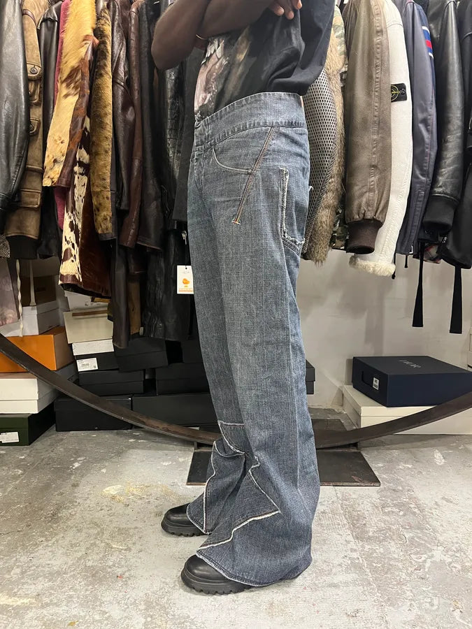 2000s Marithé + François Girbaud Navy Brut Denim Flared Contemporary Jeans dXGmdqQ 2