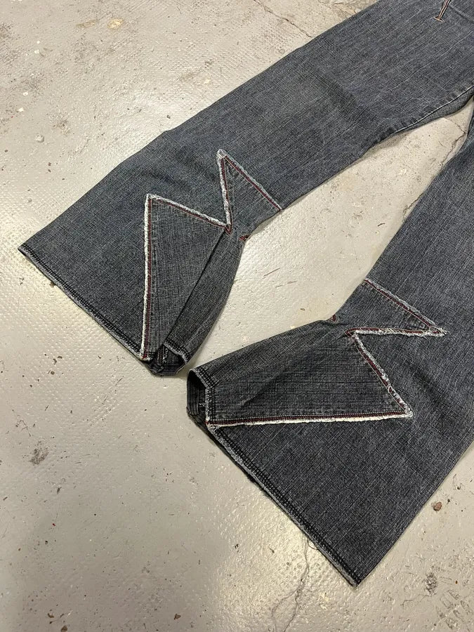 2000s Marithé + François Girbaud Navy Brut Denim Flared Contemporary Jeans dXGmdqQ 5