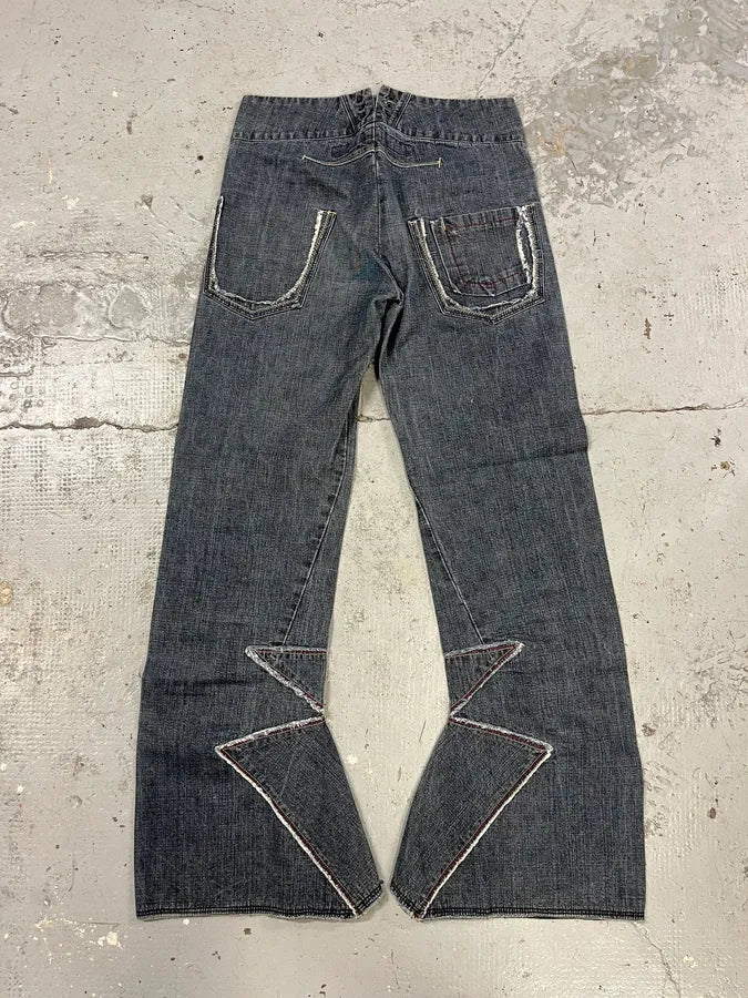 2000s Marithé + François Girbaud Navy Brut Denim Flared Contemporary Jeans dXGmdqQ 7