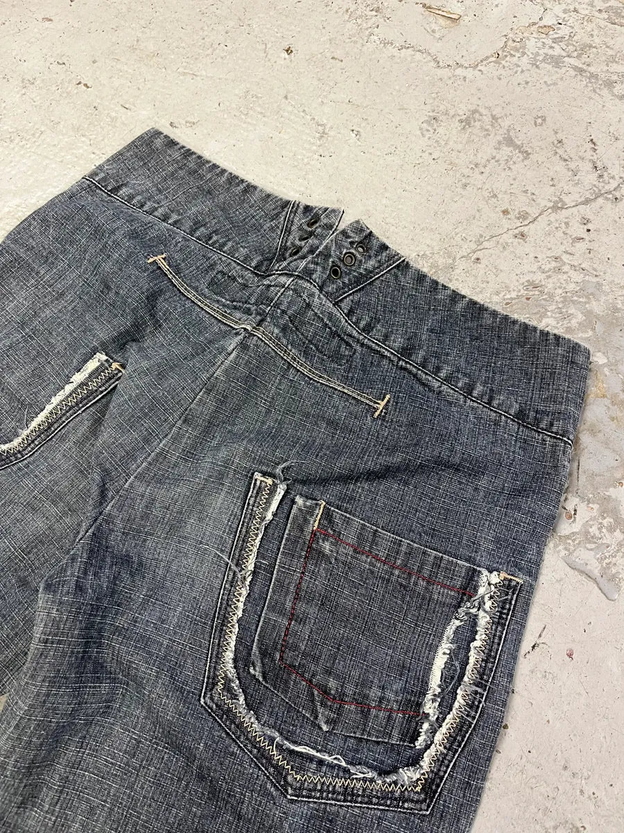 2000s Marithé + François Girbaud Navy Brut Denim Flared Contemporary Jeans dXGmdqQ 8