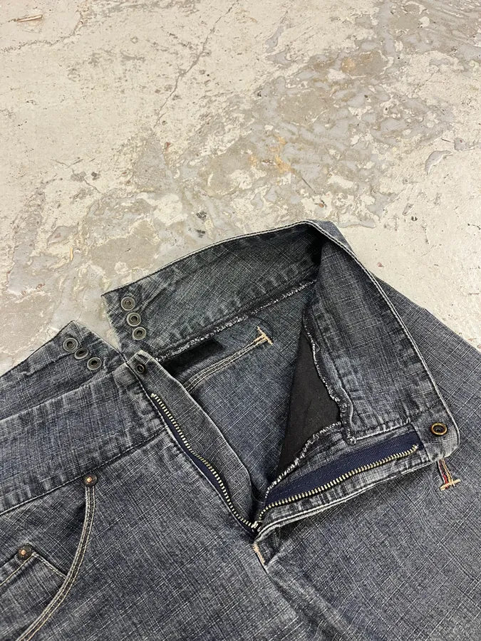 2000s Marithé + François Girbaud Navy Brut Denim Flared Contemporary Jeans dXGmdqQ 9