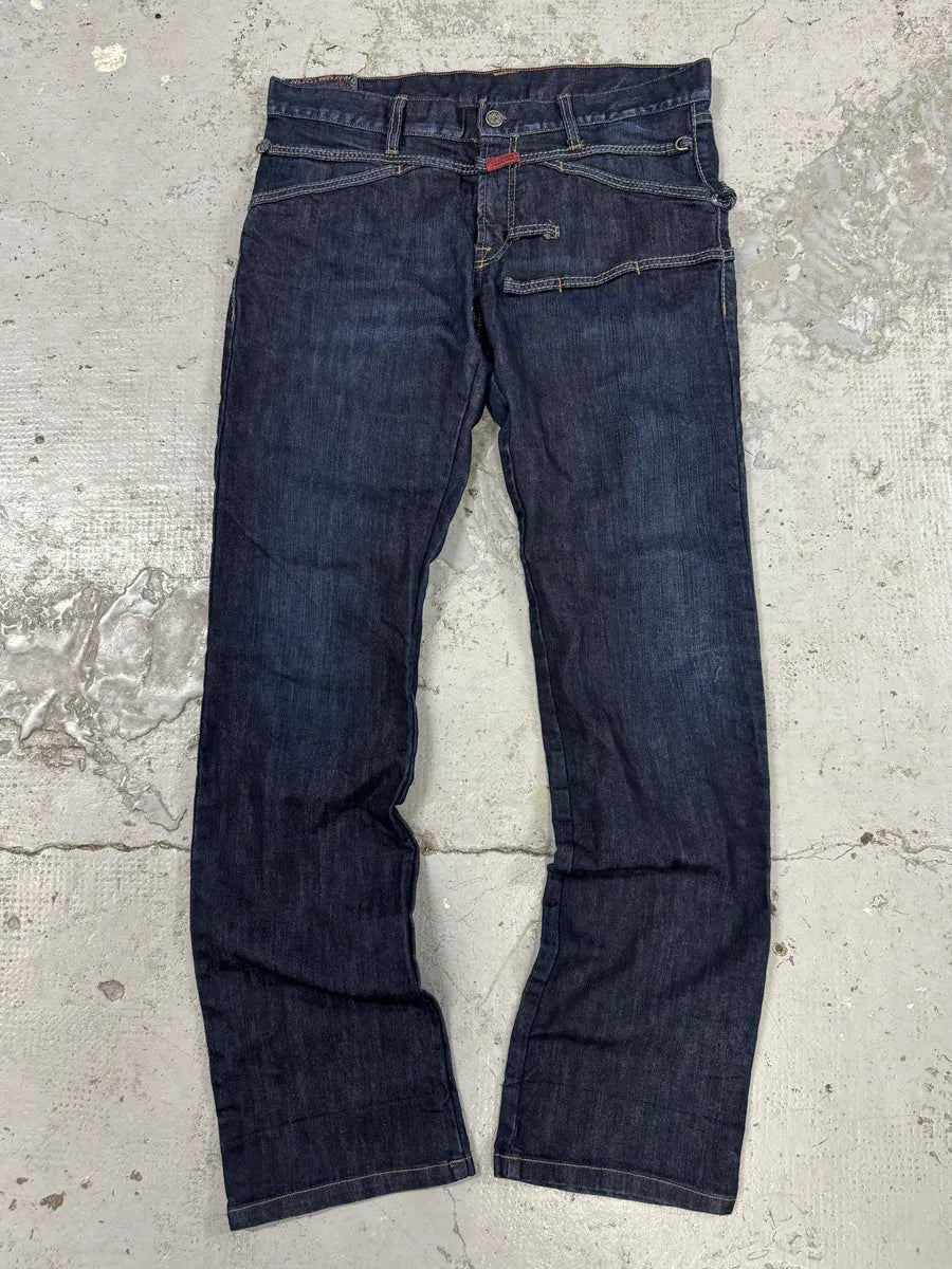 2000s Marithé + François Girbaud Navy Brut Denim Jeans mFNohbX 0