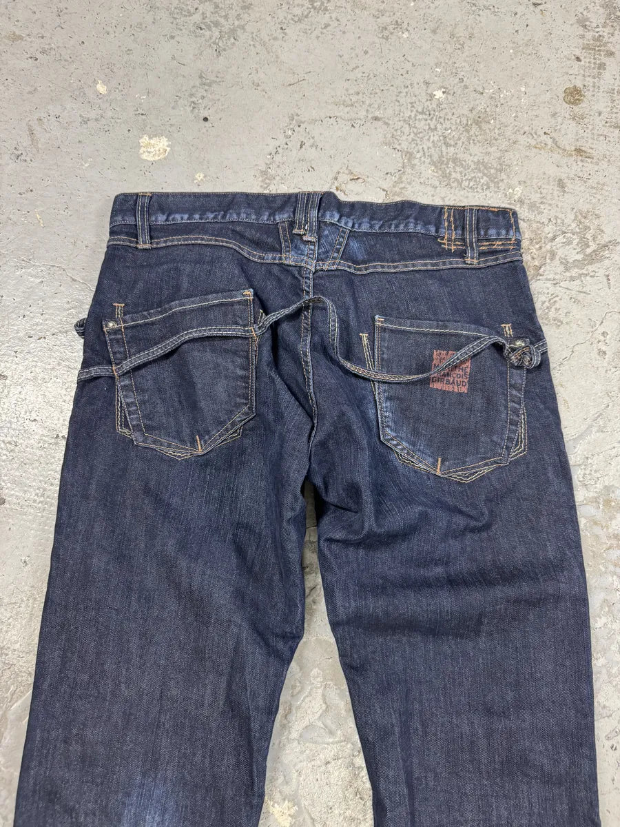 2000s Marithé + François Girbaud Navy Brut Denim Jeans mFNohbX 3