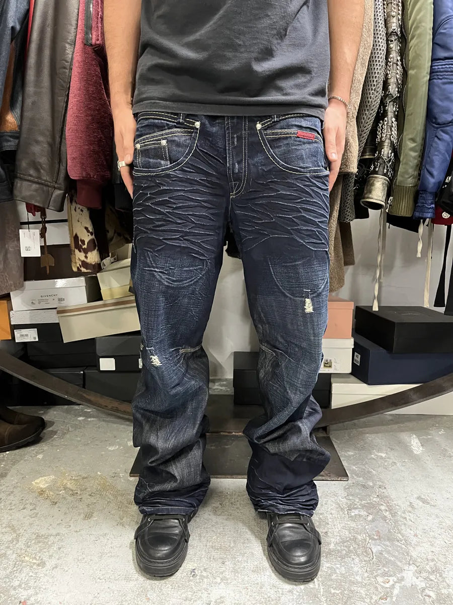 2000s Marithé + François Girbaud Navy Brut Denim Jeans rmRcdDx 0