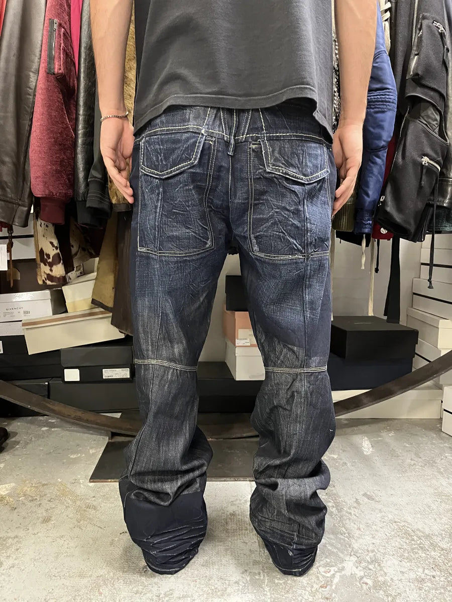 2000s Marithé + François Girbaud Navy Brut Denim Jeans rmRcdDx 2