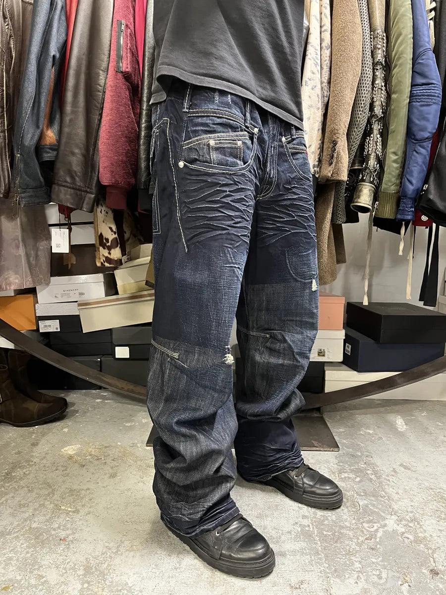 2000s Marithé + François Girbaud Navy Brut Denim Jeans rmRcdDx 1