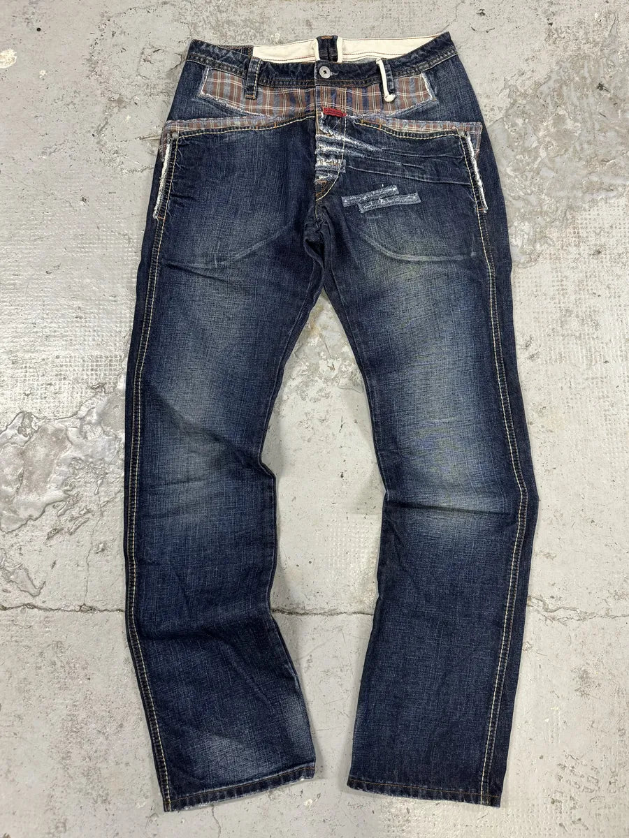 2000s Marithé + François Girbaud Navy Brut Distressed Denim Jeans HZrnQuL 0