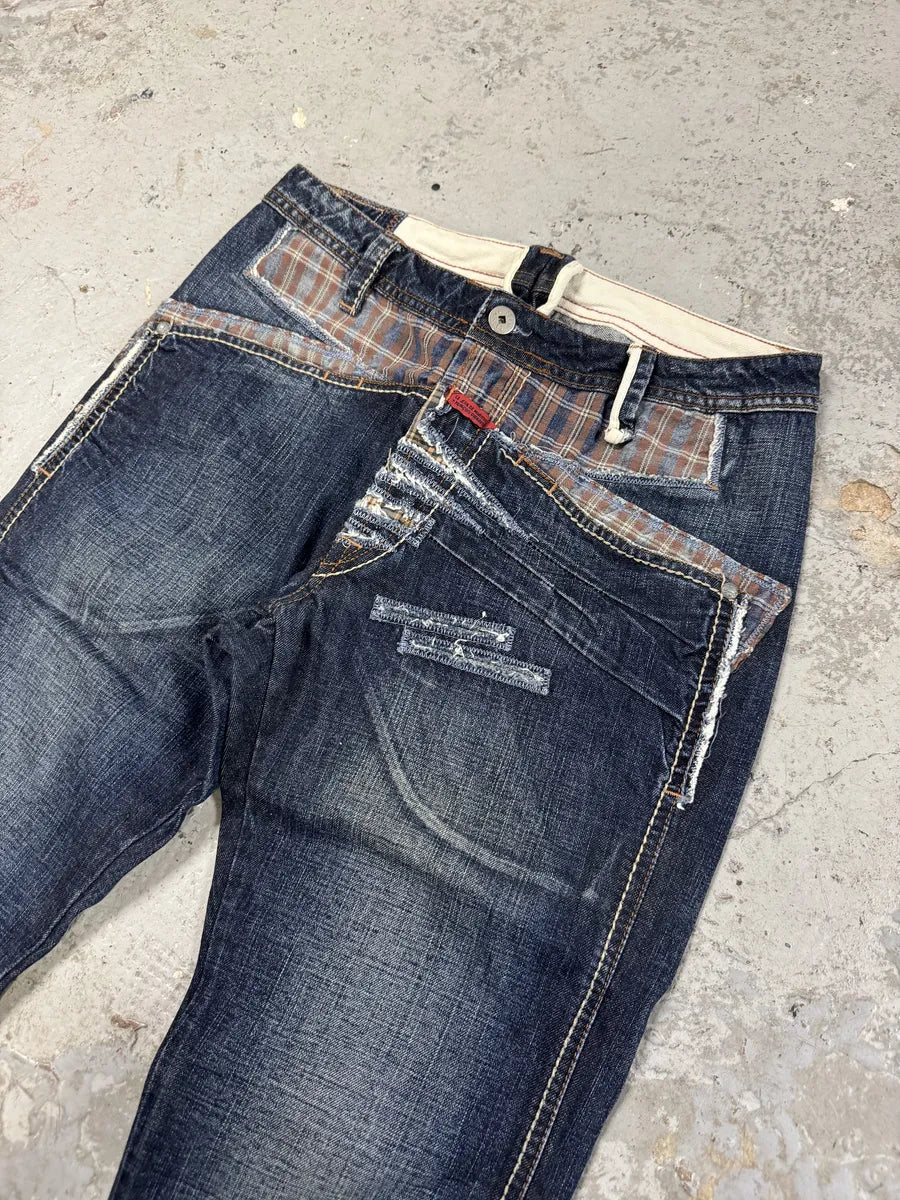 2000s Marithé + François Girbaud Navy Brut Distressed Denim Jeans HZrnQuL 6