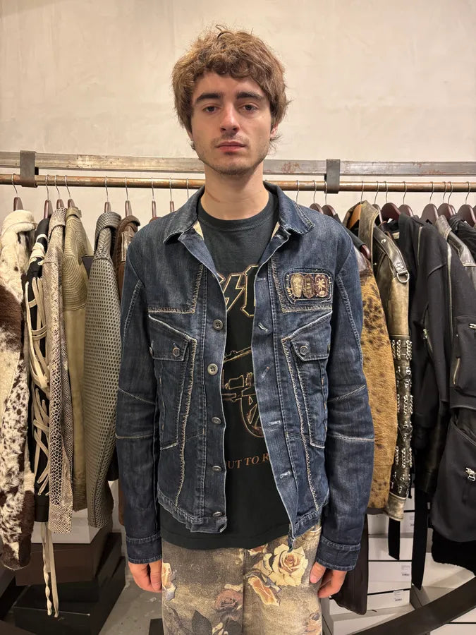 2000s Marithé + François Girbaud Navy Brut Patchwork Denim Jacket hTCAkOi 1