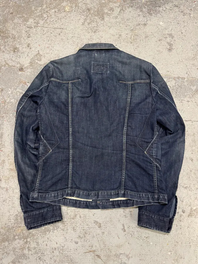 2000s Marithé + François Girbaud Navy Brut Patchwork Denim Jacket hTCAkOi 4