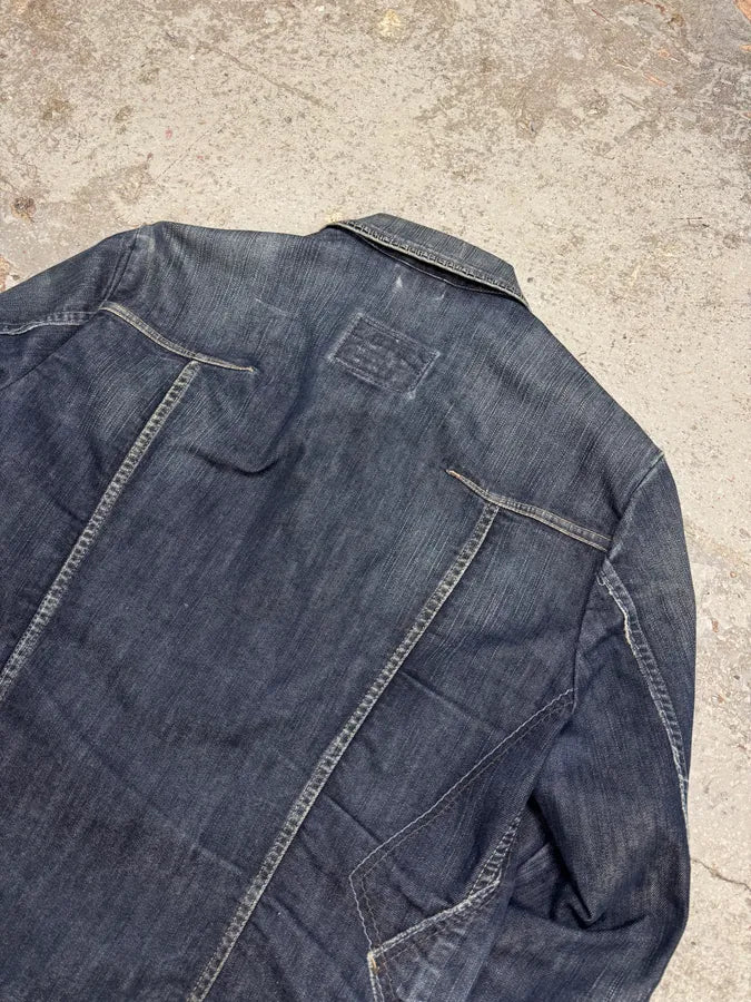 2000s Marithé + François Girbaud Navy Brut Patchwork Denim Jacket hTCAkOi 5