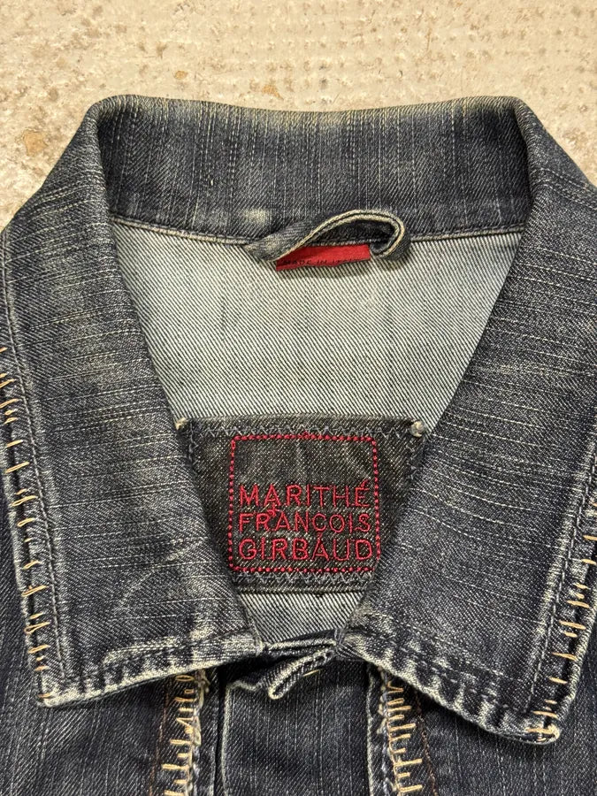 2000s Marithé + François Girbaud Navy Brut Patchwork Denim Jacket hTCAkOi 8