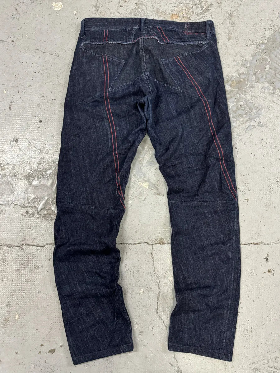 2000s Marithé + François Girbaud Navy Brut Star Signature Denim Jeans eUmEESR 0