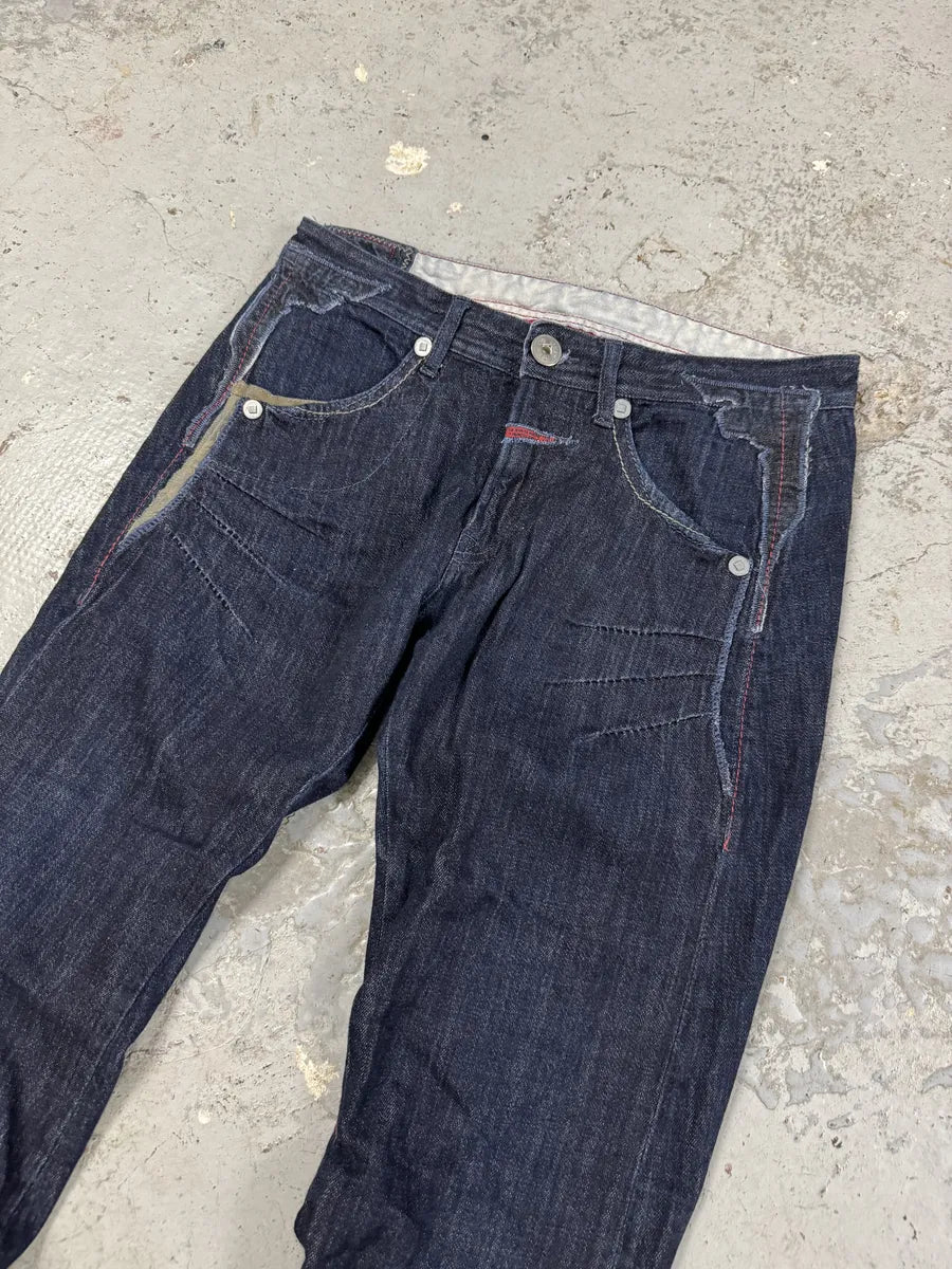 2000s Marithé + François Girbaud Navy Brut Star Signature Denim Jeans eUmEESR 5