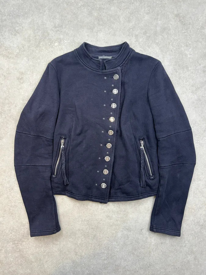 2000s Marithé + François Girbaud Navy Buttoned Cardigan Jacket ulRWQtZ 0