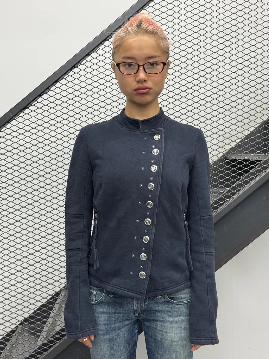 2000s Marithé + François Girbaud Navy Buttoned Cardigan Jacket ulRWQtZ 1