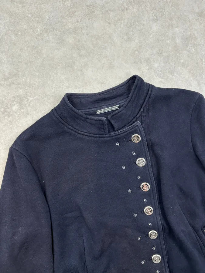 2000s Marithé + François Girbaud Navy Buttoned Cardigan Jacket ulRWQtZ 4