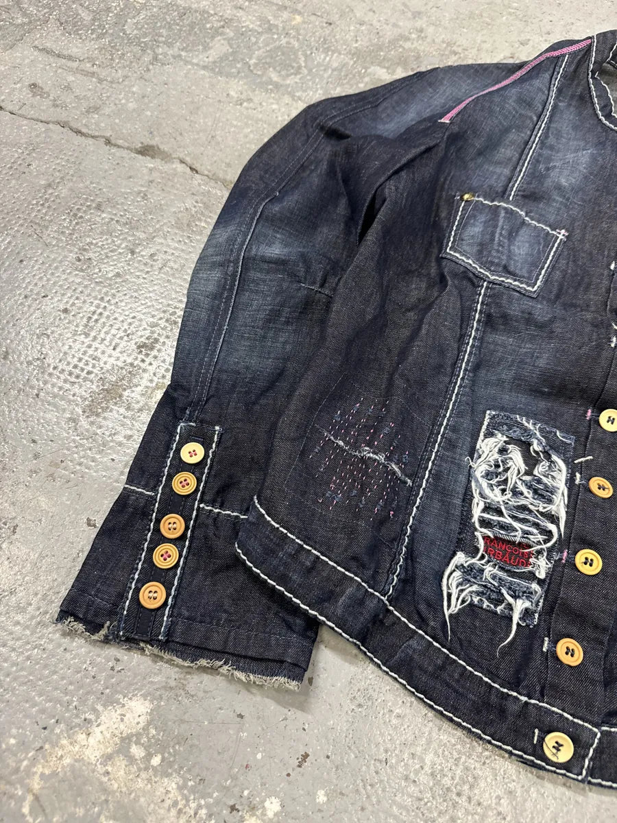2000s Marithé + François Girbaud Navy Denim Distressed Jacket (M/L) qbwOKQX 4