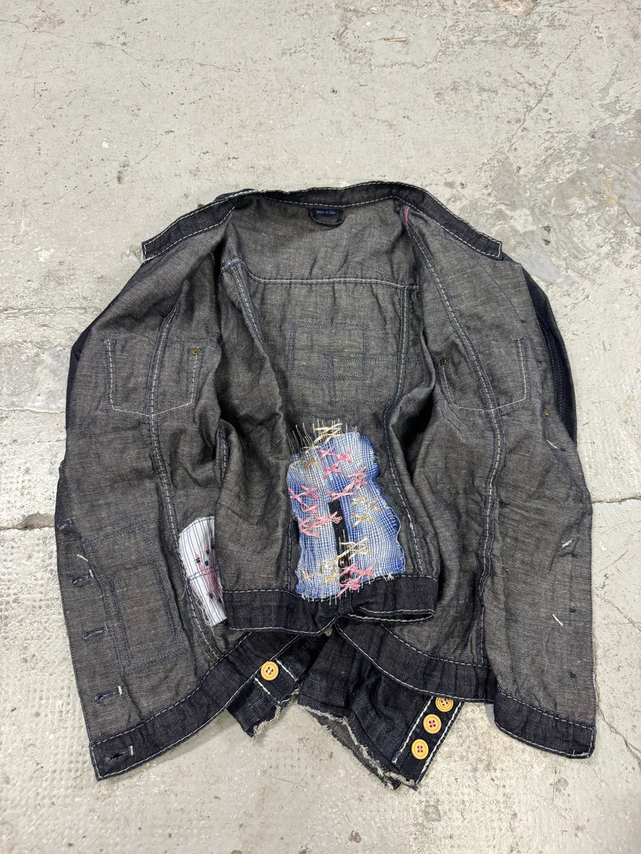 2000s Marithé + François Girbaud Navy Denim Distressed Jacket (M/L) qbwOKQX 13