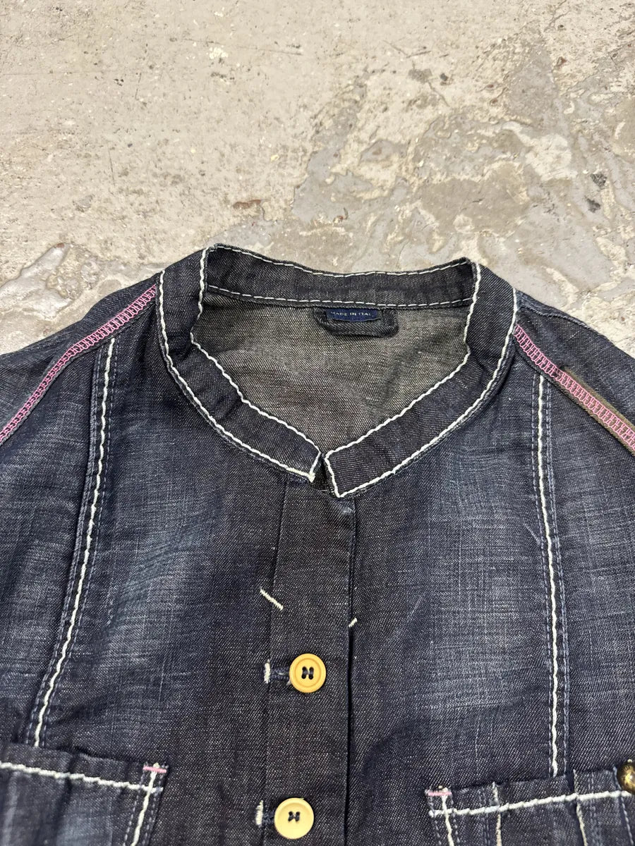2000s Marithé + François Girbaud Navy Denim Distressed Jacket (M/L) qbwOKQX 5
