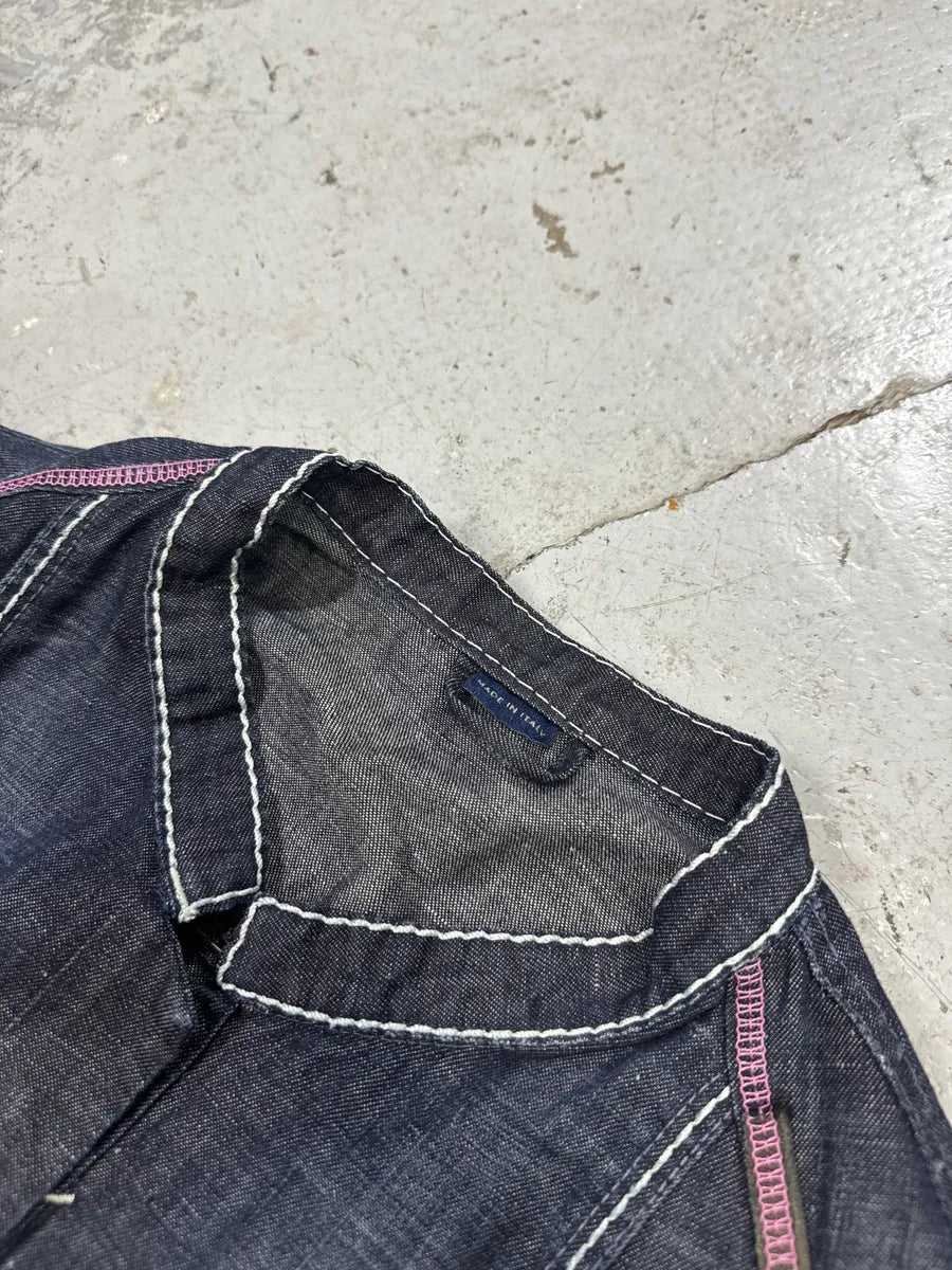 2000s Marithé + François Girbaud Navy Denim Distressed Jacket (M/L) qbwOKQX 9