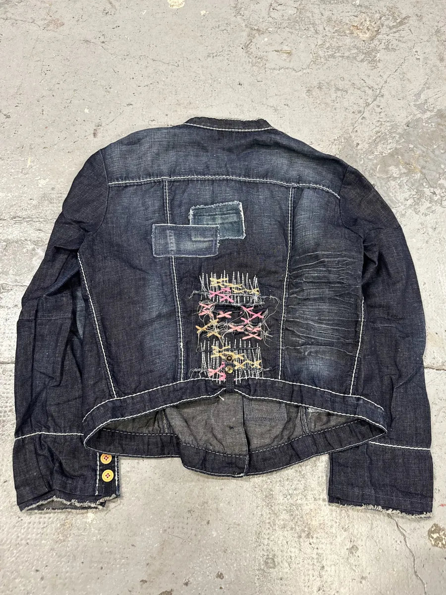 2000s Marithé + François Girbaud Navy Denim Distressed Jacket (M/L) qbwOKQX 1