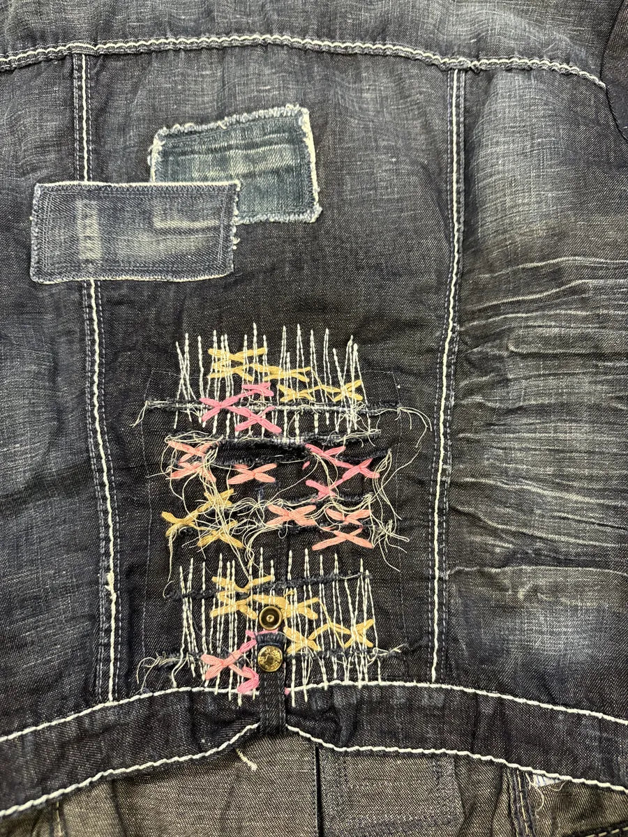 2000s Marithé + François Girbaud Navy Denim Distressed Jacket (M/L) qbwOKQX 10