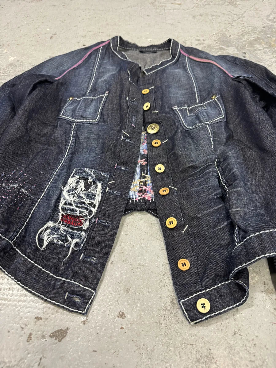 2000s Marithé + François Girbaud Navy Denim Distressed Jacket (M/L) qbwOKQX 11