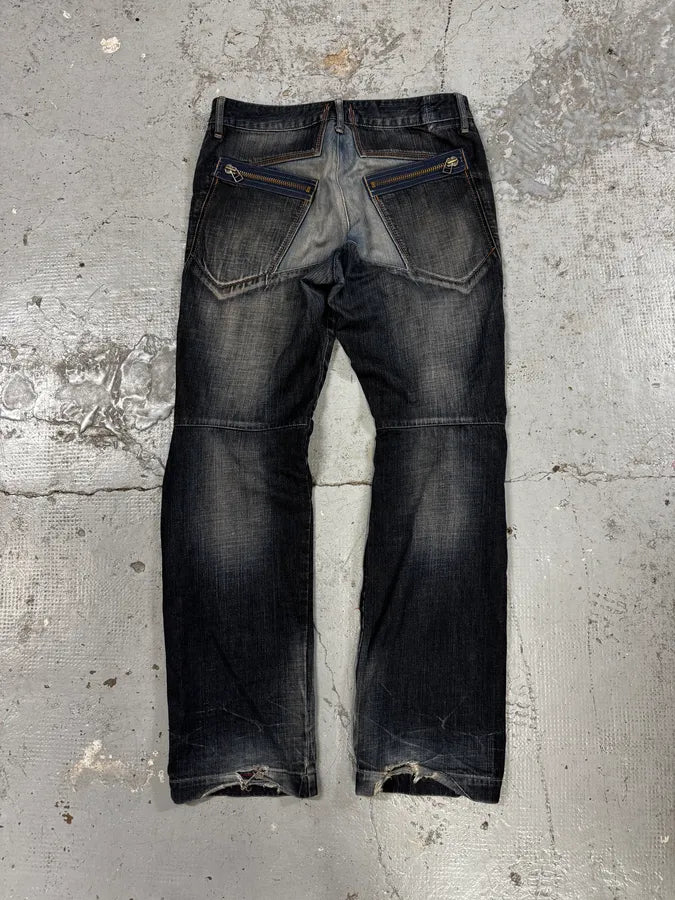 2000s Marithé + François Girbaud Navy Faded Rebel Denim Jeans LSlIxwc 5