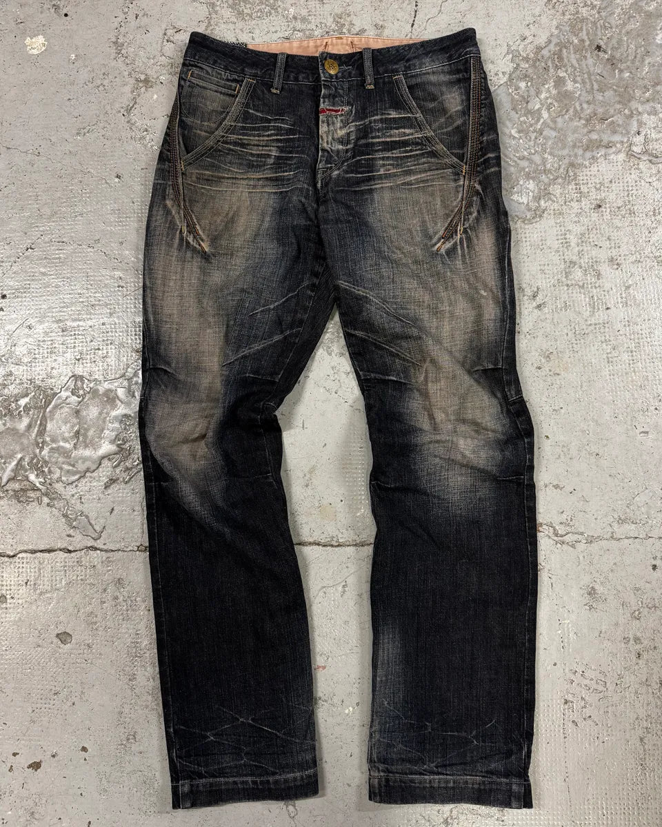 2000s Marithé + François Girbaud Navy Faded Rebel Denim Jeans LSlIxwc 3