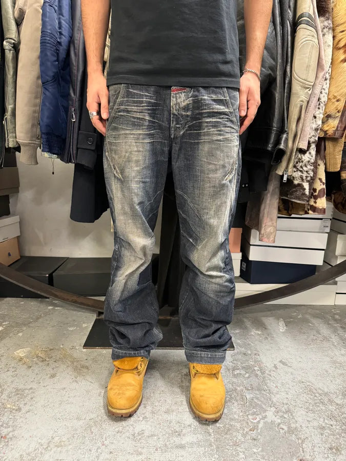2000s Marithé + François Girbaud Navy Faded Rebel Denim Jeans LSlIxwc 0