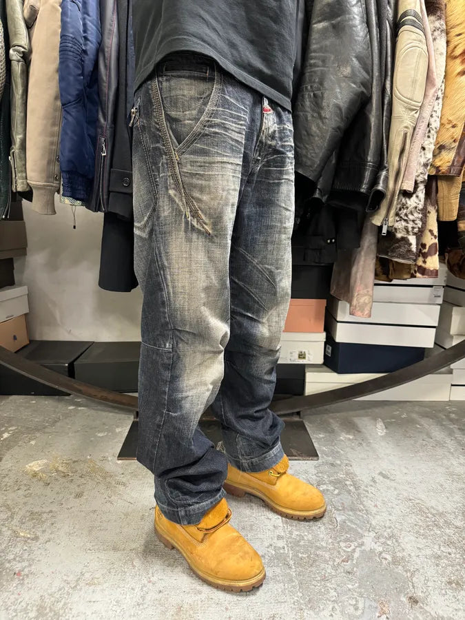 2000s Marithé + François Girbaud Navy Faded Rebel Denim Jeans LSlIxwc 1