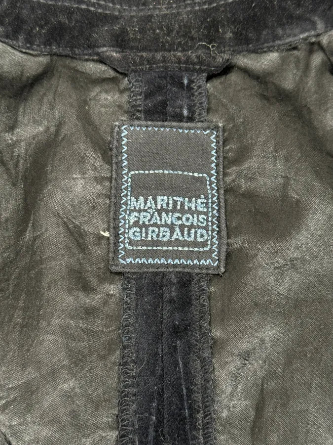 2000s Marithé + François Girbaud Navy Flowers Velvet Buttoned Jacket SPFjzoi 8