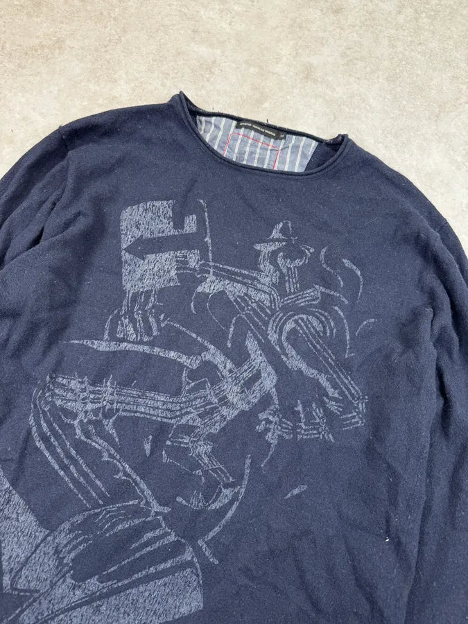 2000s Marithé + François Girbaud Navy Groovy Knight Sweater WvXjtvm 4