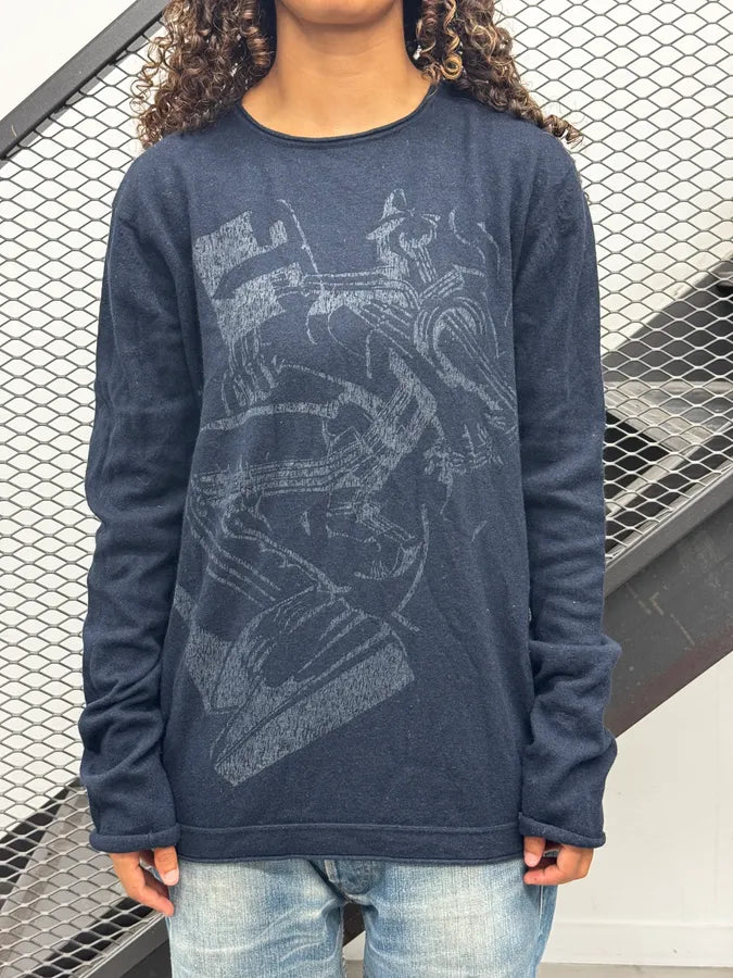 2000s Marithé + François Girbaud Navy Groovy Knight Sweater WvXjtvm 2