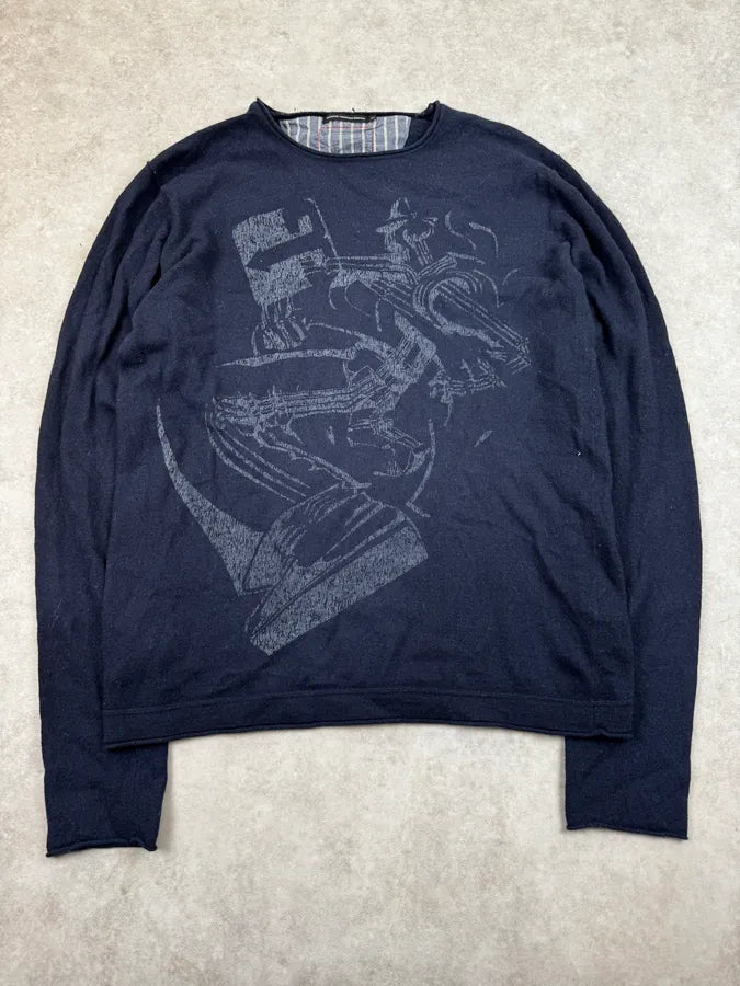 2000s Marithé + François Girbaud Navy Groovy Knight Sweater WvXjtvm 0