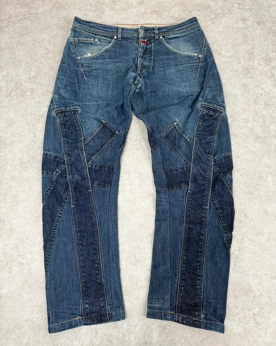 FW2006 Marithé + François Girbaud Navy Patch Blue Cozy Large Denim Jeans bLYIasZ 0