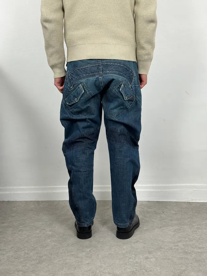 FW2006 Marithé + François Girbaud Navy Patch Blue Cozy Large Denim Jeans bLYIasZ 3