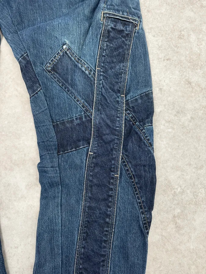 FW2006 Marithé + François Girbaud Navy Patch Blue Cozy Large Denim Jeans bLYIasZ 7