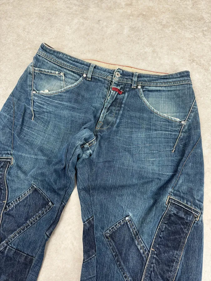 FW2006 Marithé + François Girbaud Navy Patch Blue Cozy Large Denim Jeans bLYIasZ 5