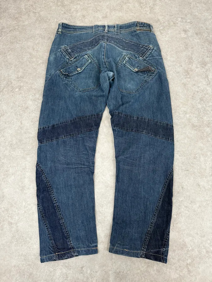 FW2006 Marithé + François Girbaud Navy Patch Blue Cozy Large Denim Jeans bLYIasZ 4