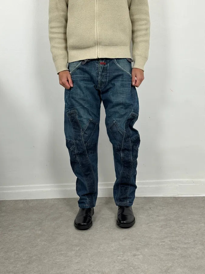 SS2006 Marithé + François Girbaud Navy Patch Blue Cozy Large Denim Jeans bLYIasZ 2