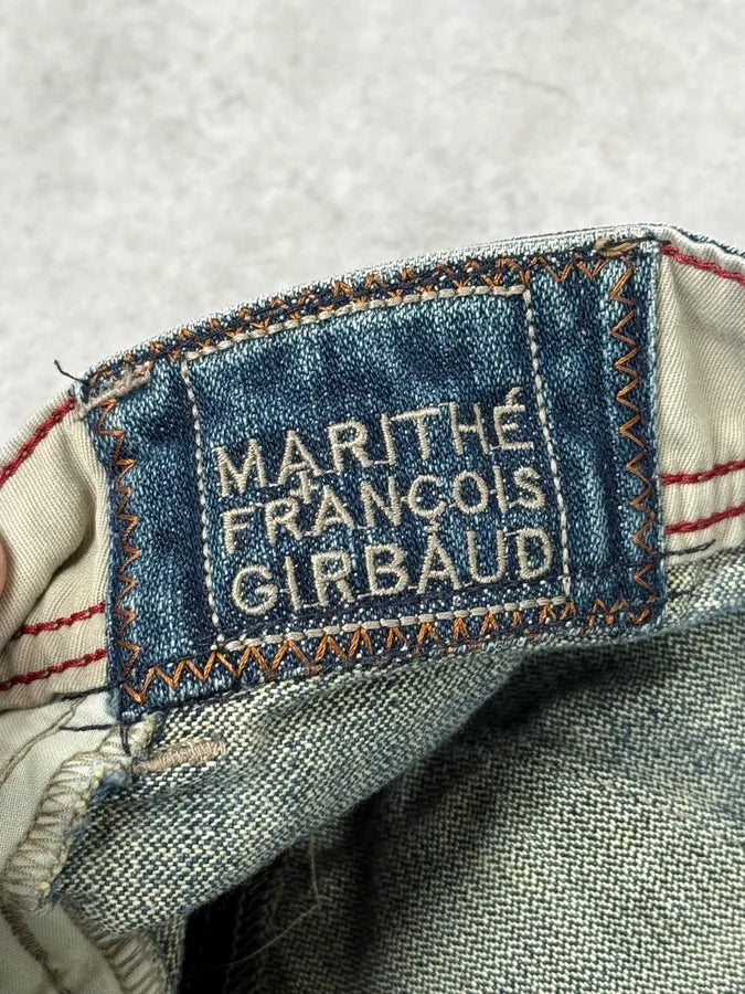 FW2006 Marithé + François Girbaud Navy Patch Blue Cozy Large Denim Jeans bLYIasZ 10