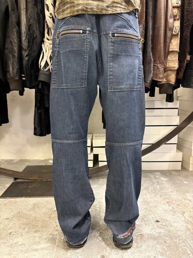 2000s Marithé + François Girbaud Navy Rebel Distressed Brut Denim