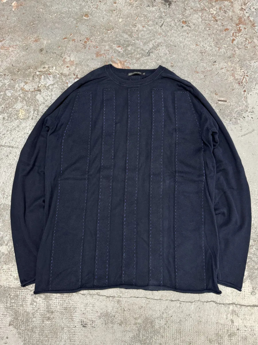 2000s Marithé + François Girbaud Navy Relief Sweater wixPZXc 0