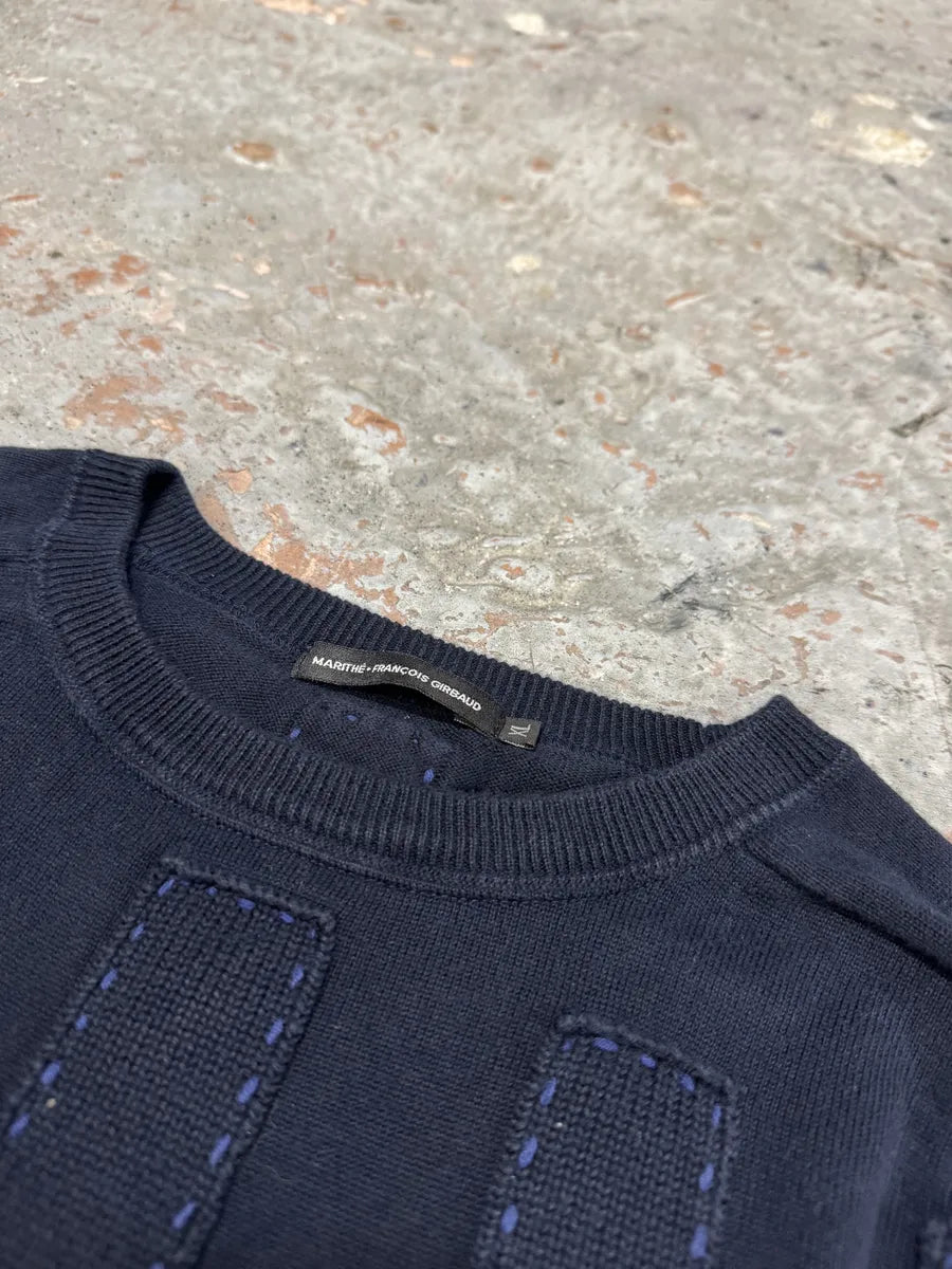 2000s Marithé + François Girbaud Navy Relief Sweater wixPZXc 3