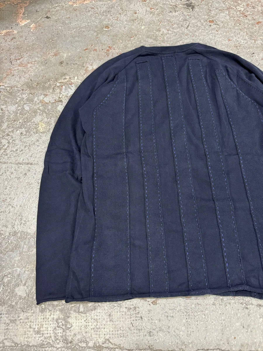 2000s Marithé + François Girbaud Navy Relief Sweater wixPZXc 6