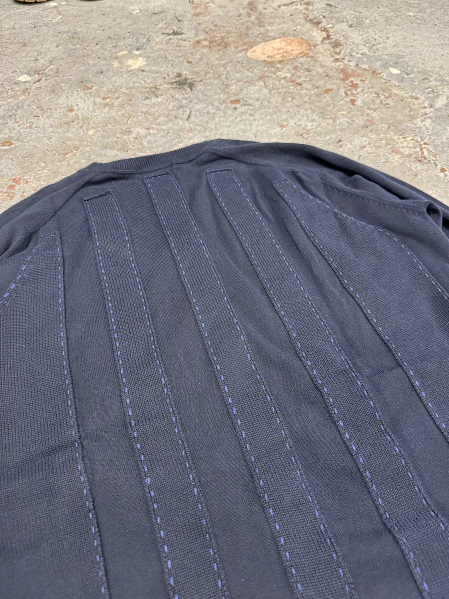 2000s Marithé + François Girbaud Navy Relief Sweater wixPZXc 7