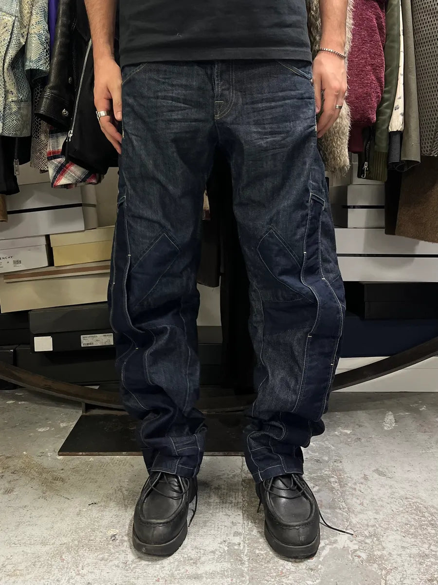 SS2006 Marithé + François Girbaud Navy Structural Brut Denim Jeans lcqNuud 0
